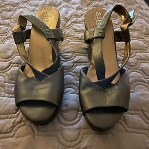 Brown soft leather wedges